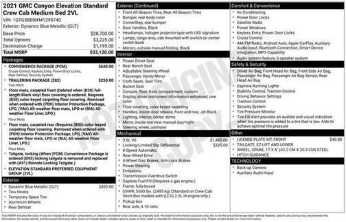 2021 GMC Canyon Elevation Standard