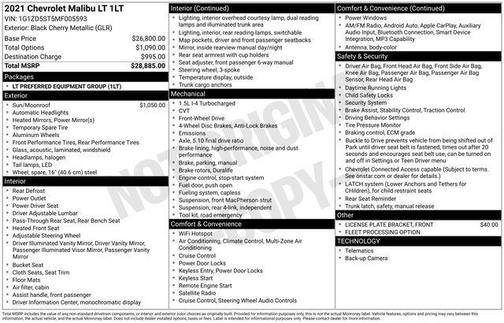 Black Cherry Metallic 2021 Chevrolet Malibu FWD LT