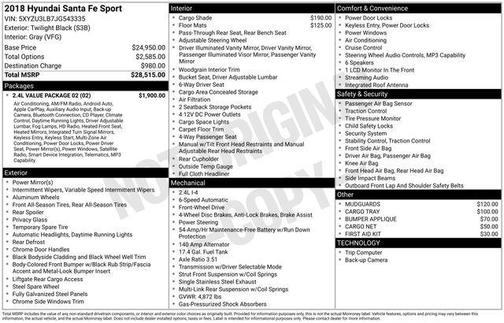 Twilight Black 2018 Hyundai Santa Fe Sport 2.4L