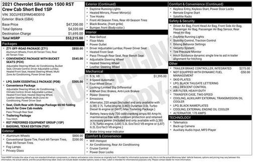 Black 2021 Chevrolet Silverado 1500 RST