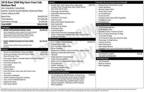 2018 RAM 2500 Big Horn Crew Cab 4x4 6'4' Box