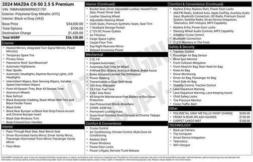 Polymetal Gray Metallic 2024 Mazda CX-50 2.5 S Premium Package