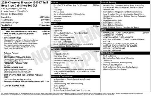 Summit White 2026 Chevrolet Silverado 1500 LT Trail Boss