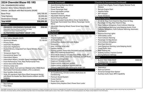 Nitro Yellow Metallic 2024 Chevrolet Blazer RS