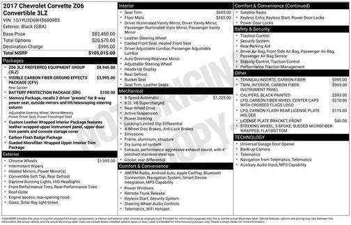 2017 Chevrolet Corvette Z06