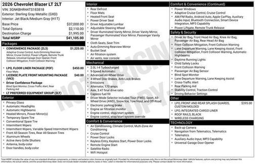 Sterling Gray Metallic 2026 Chevrolet Blazer 2LT