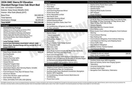 2026 GMC Sierra EV Standard Range Elevation