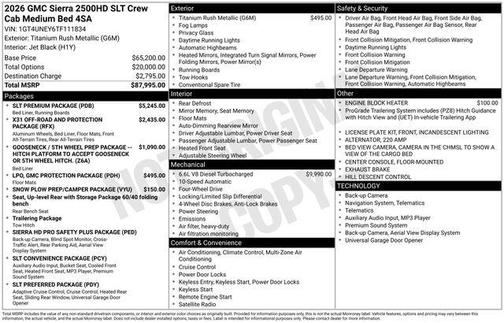 Titanium Rush Metallic 2026 GMC Sierra 2500 SLT