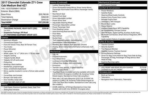 Black 2017 Chevrolet Colorado Z71