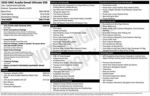 Downpour Metallic 2026 GMC Acadia Denali