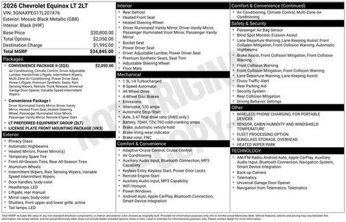 Mosaic Black Metallic 2026 Chevrolet Equinox 1LT