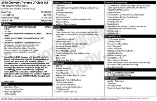 2020 Chevrolet Traverse LT Cloth