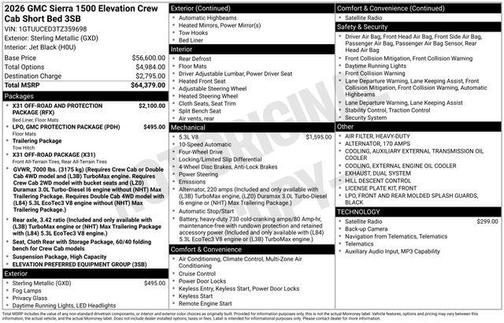 Sterling Metallic 2026 GMC Sierra 1500 Elevation