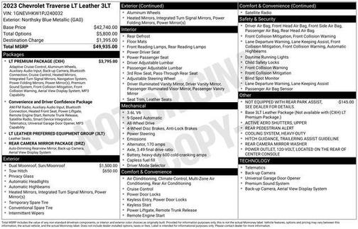 Northsky Blue Metallic 2023 Chevrolet Traverse LT Leather