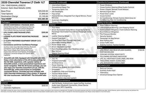 Satin Steel Metallic 2020 Chevrolet Traverse LT Cloth