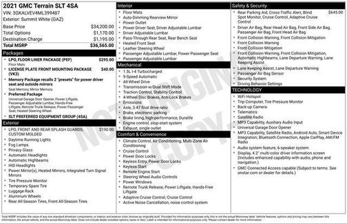 Summit White 2021 GMC Terrain SLT