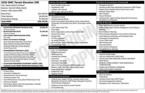 Summit White 2026 GMC Terrain AWD Elevation