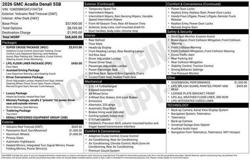 2026 GMC Acadia Denali