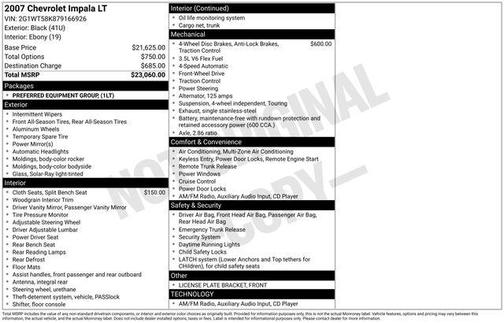 Black 2007 Chevrolet Impala LT