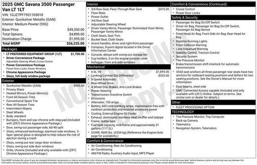 2025 GMC Savana 3500 RWD 3500 Extended Wheelbase LT
