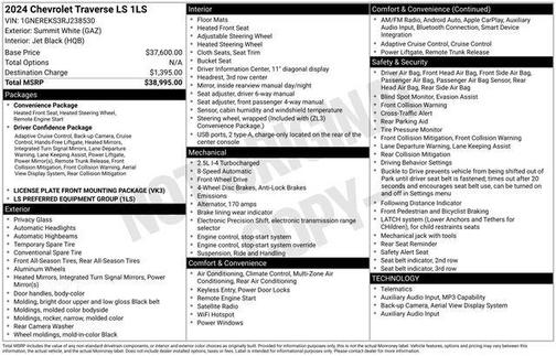 Summit White 2024 Chevrolet Traverse LS