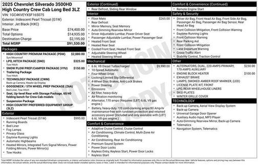 Iridescent Pearl Tricoat 2025 Chevrolet Silverado 3500 High Country