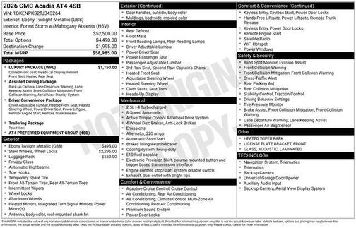 Ebony Twilight Metallic 2026 GMC Acadia AT4 AWD
