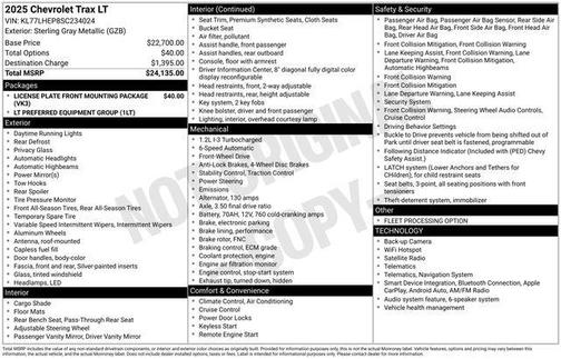 Sterling Gray Metallic 2025 Chevrolet Trax LT