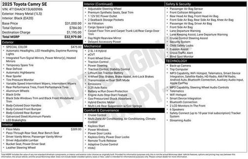 2025 Toyota Camry SE