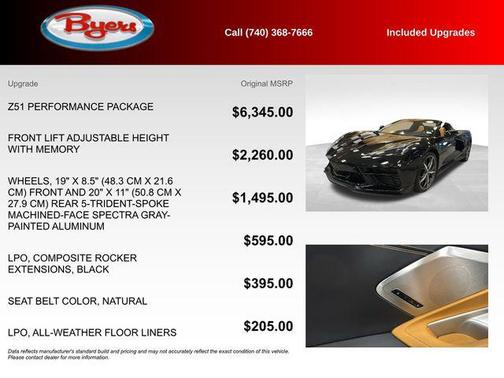 Black 2022 Chevrolet Corvette Stingray w/2LT