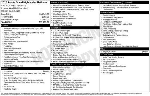 2026 Toyota Grand Highlander Platinum