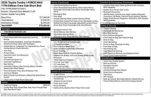 2026 Toyota Tundra Hybrid 1794 Edition