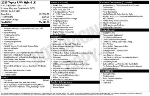 Magnetic Gray Metallic 2025 Toyota RAV4 Hybrid LE