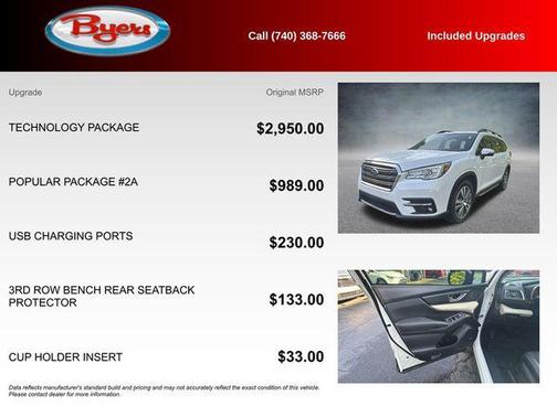 Crystal White Pearl 2021 Subaru Ascent Limited 7-Passenger
