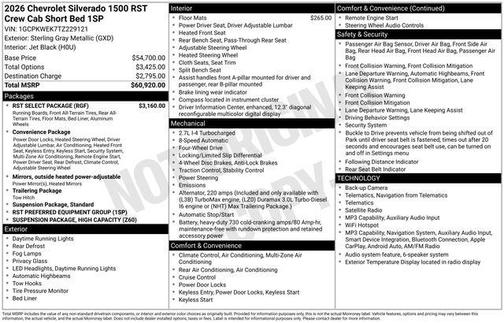 Sterling Gray Metallic 2026 Chevrolet Silverado 1500 RST