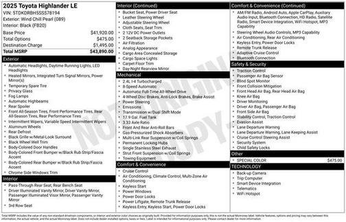 2025 Toyota Highlander LE