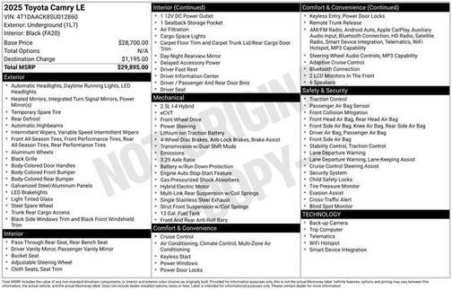 Underground 2025 Toyota Camry LE