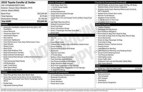 Classic Silver Metallic 2025 Toyota Corolla LE