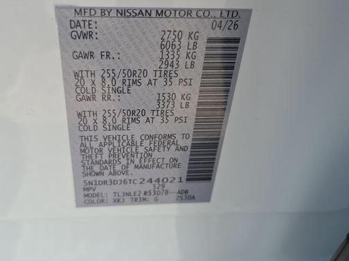 White / Black 2026 Nissan Pathfinder Platinum
