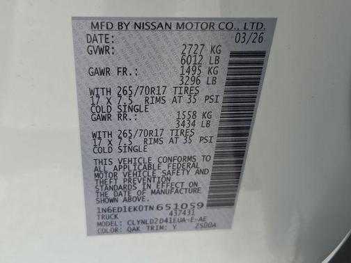 Glacier White 2026 Nissan Frontier PRO-4X