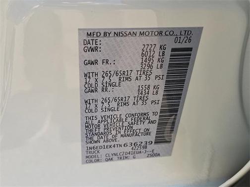 2026 Nissan Frontier SV