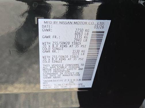 Black 2026 Nissan Pathfinder Platinum
