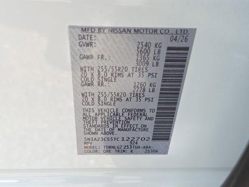 Everest White P 2026 Nissan Murano SL