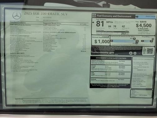 2025 Mercedes-Benz EQE 350 Base 4MATIC