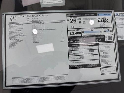 White 2026 Mercedes-Benz E-Class E 450 4MATIC