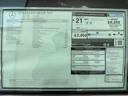 Black 2026 Mercedes-Benz GLE 450 4MATIC