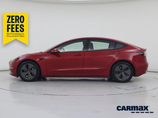Red 2021 Tesla Model 3 Standard Range Plus