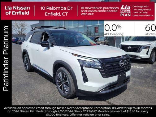 White / Black 2026 Nissan Pathfinder Platinum
