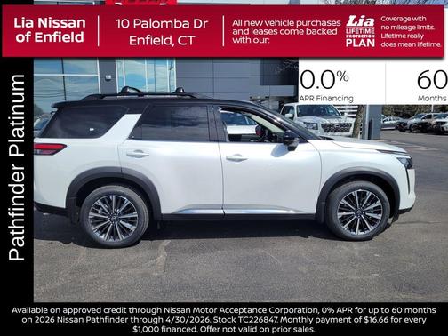 White / Black 2026 Nissan Pathfinder Platinum