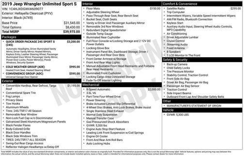 2019 Jeep Wrangler Unlimited Sport